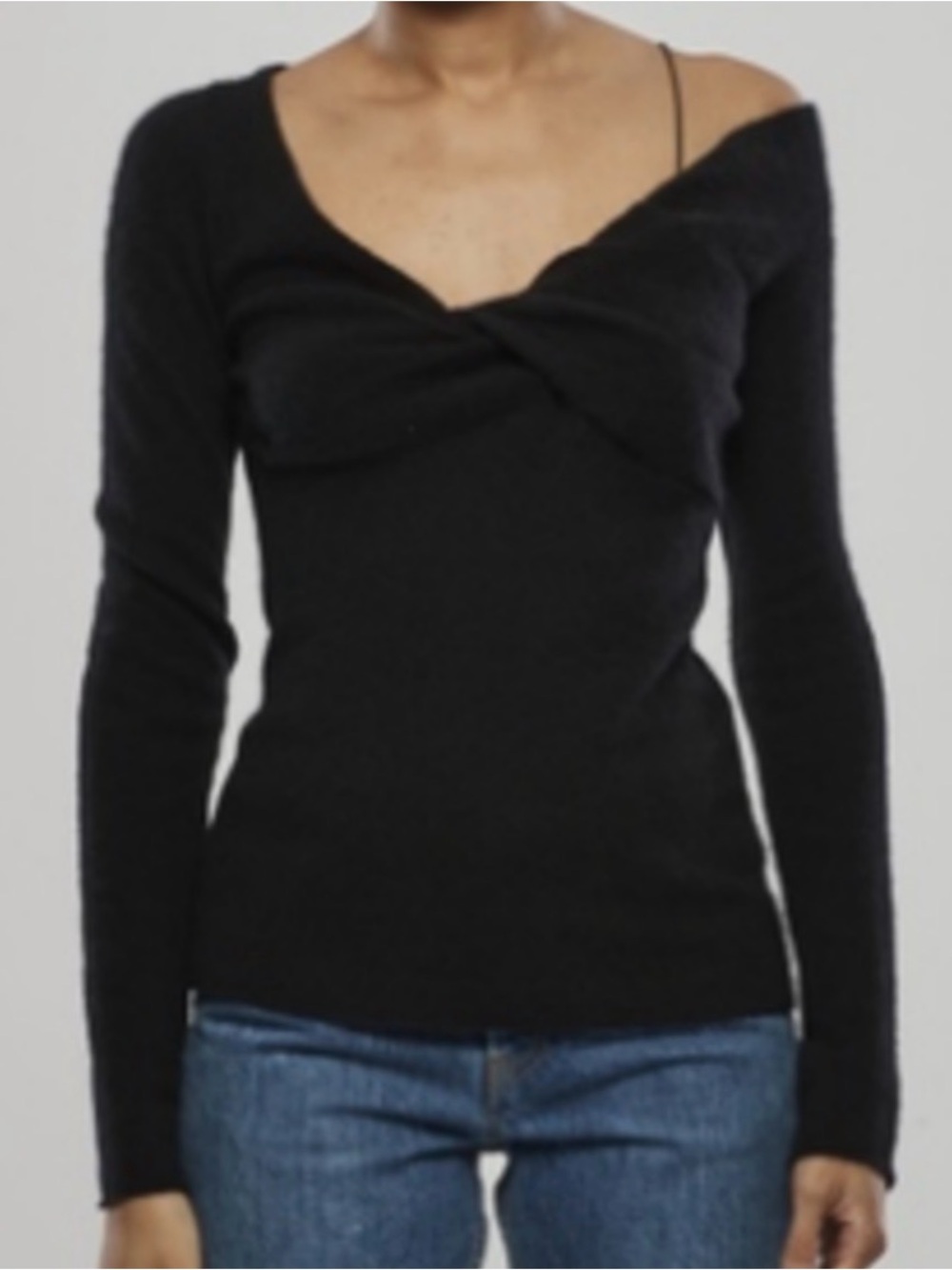 Helmut Lang black Bungee Off-Shoulder Top